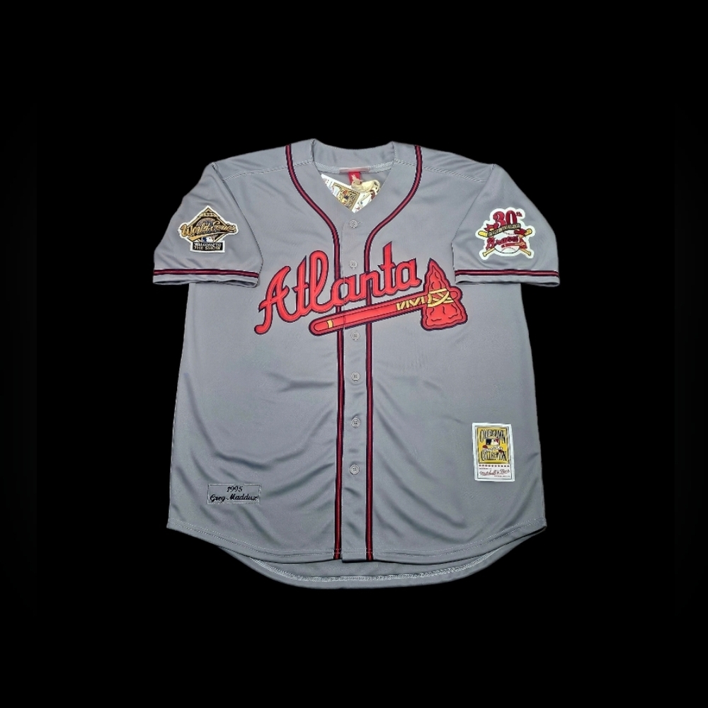 🆕️Greg Maddux Jersey Atlanta Braves 1995 World Series Throwback Gray Stitched🎁 - Picture 2 of 4